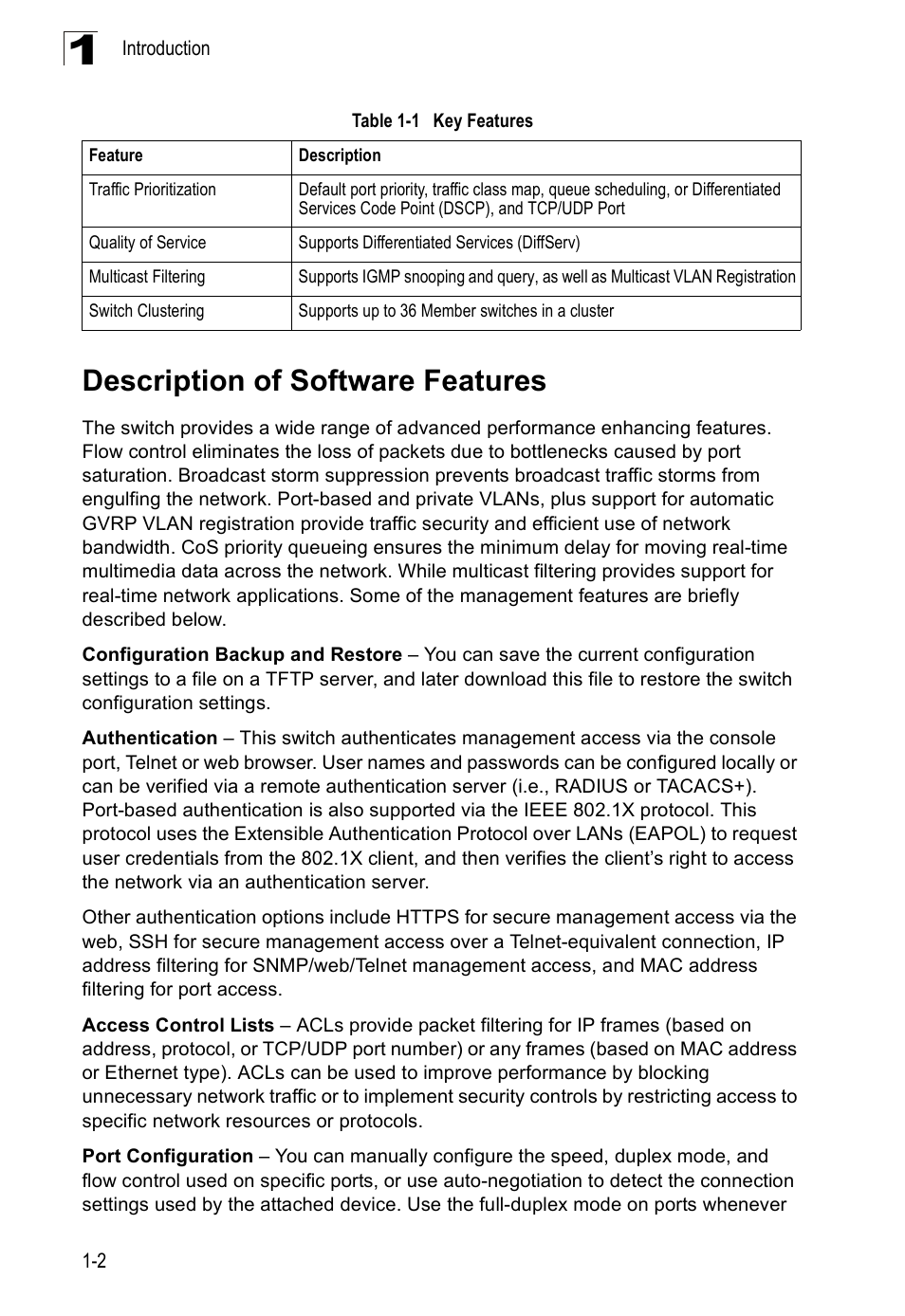 Description of software features | SMC Networks SMC Tiger 10/100 SMC6128PL2 User Manual | Page 36 / 664