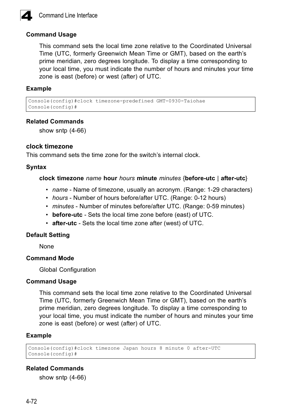 Clock timezone | SMC Networks SMC Tiger 10/100 SMC6128PL2 User Manual | Page 380 / 664