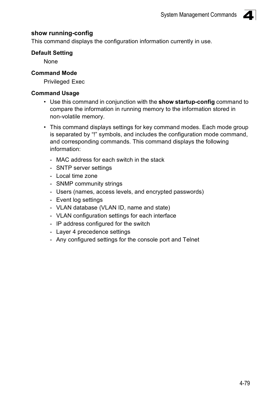 Show running-config | SMC Networks SMC Tiger 10/100 SMC6128PL2 User Manual | Page 387 / 664