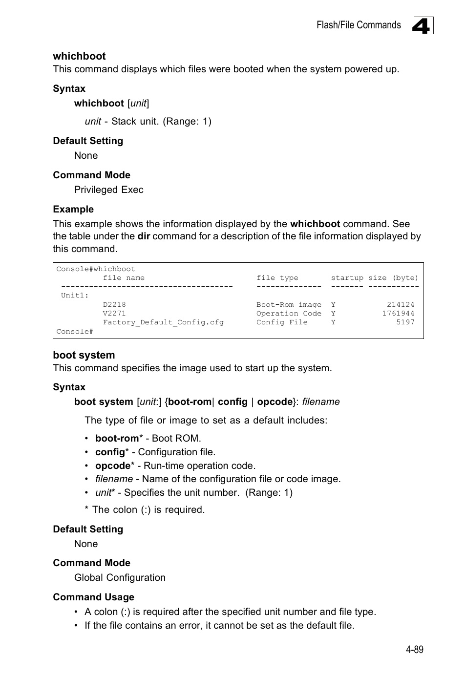 Whichboot, Boot system, Whichboot 4-89 boot system | SMC Networks SMC Tiger 10/100 SMC6128PL2 User Manual | Page 397 / 664