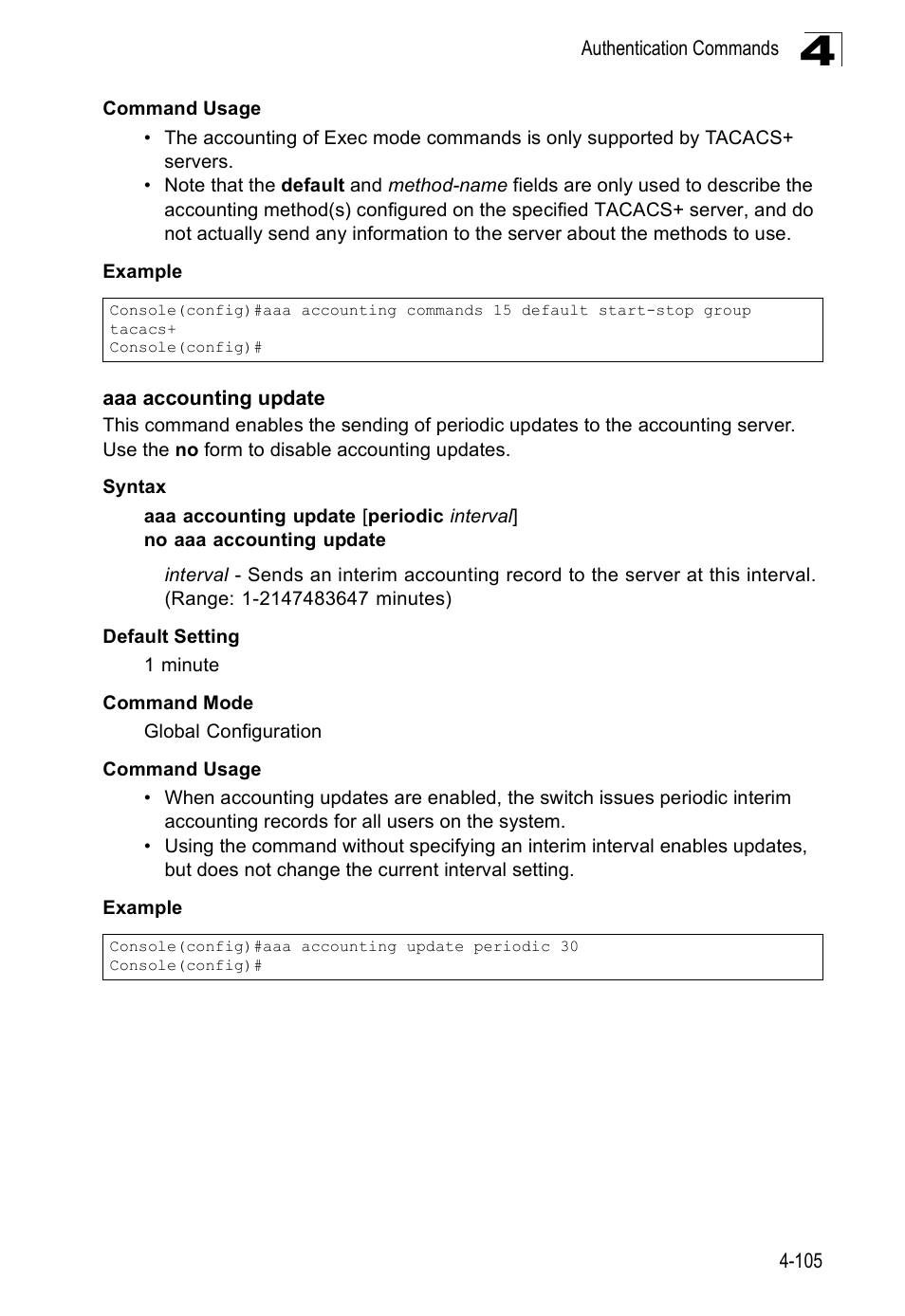 Aaa accounting update | SMC Networks SMC Tiger 10/100 SMC6128PL2 User Manual | Page 413 / 664
