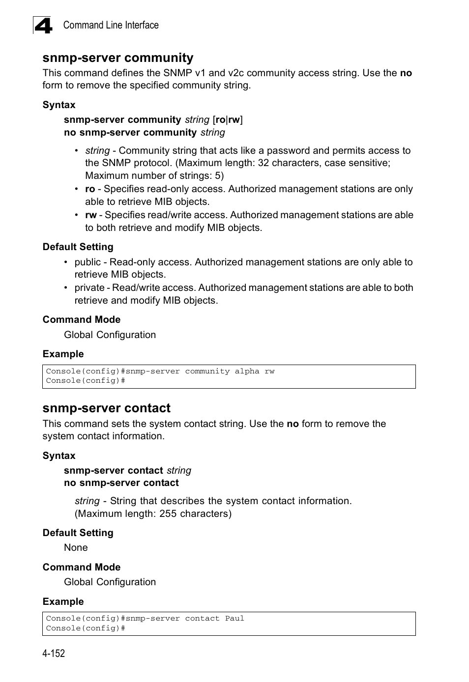 Snmp-server community, Snmp-server contact | SMC Networks SMC Tiger 10/100 SMC6128PL2 User Manual | Page 460 / 664
