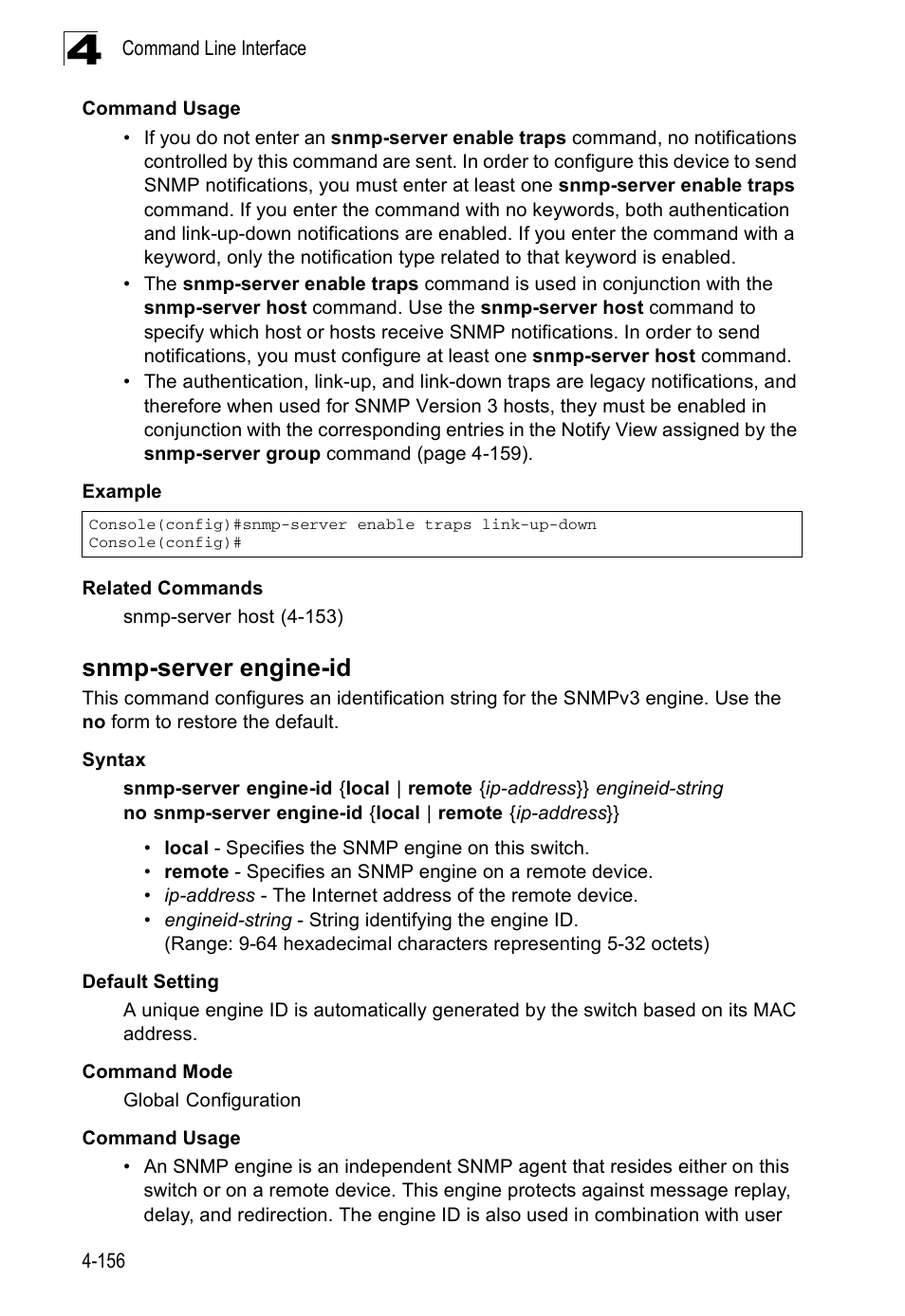 Snmp-server engine-id | SMC Networks SMC Tiger 10/100 SMC6128PL2 User Manual | Page 464 / 664