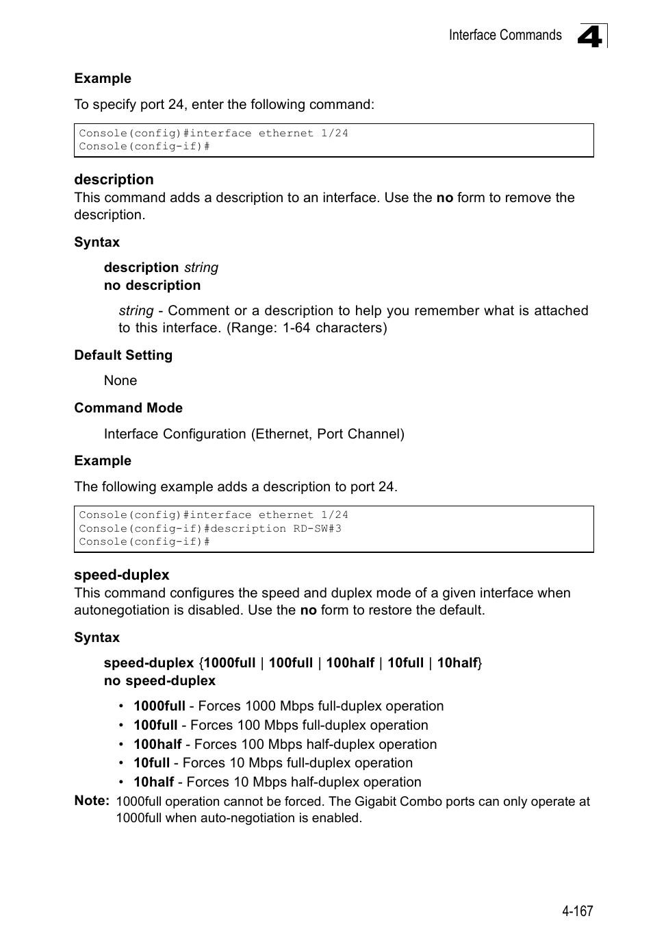 Description, Speed-duplex, Description 4-167 speed-duplex 4-167 | SMC Networks SMC Tiger 10/100 SMC6128PL2 User Manual | Page 475 / 664