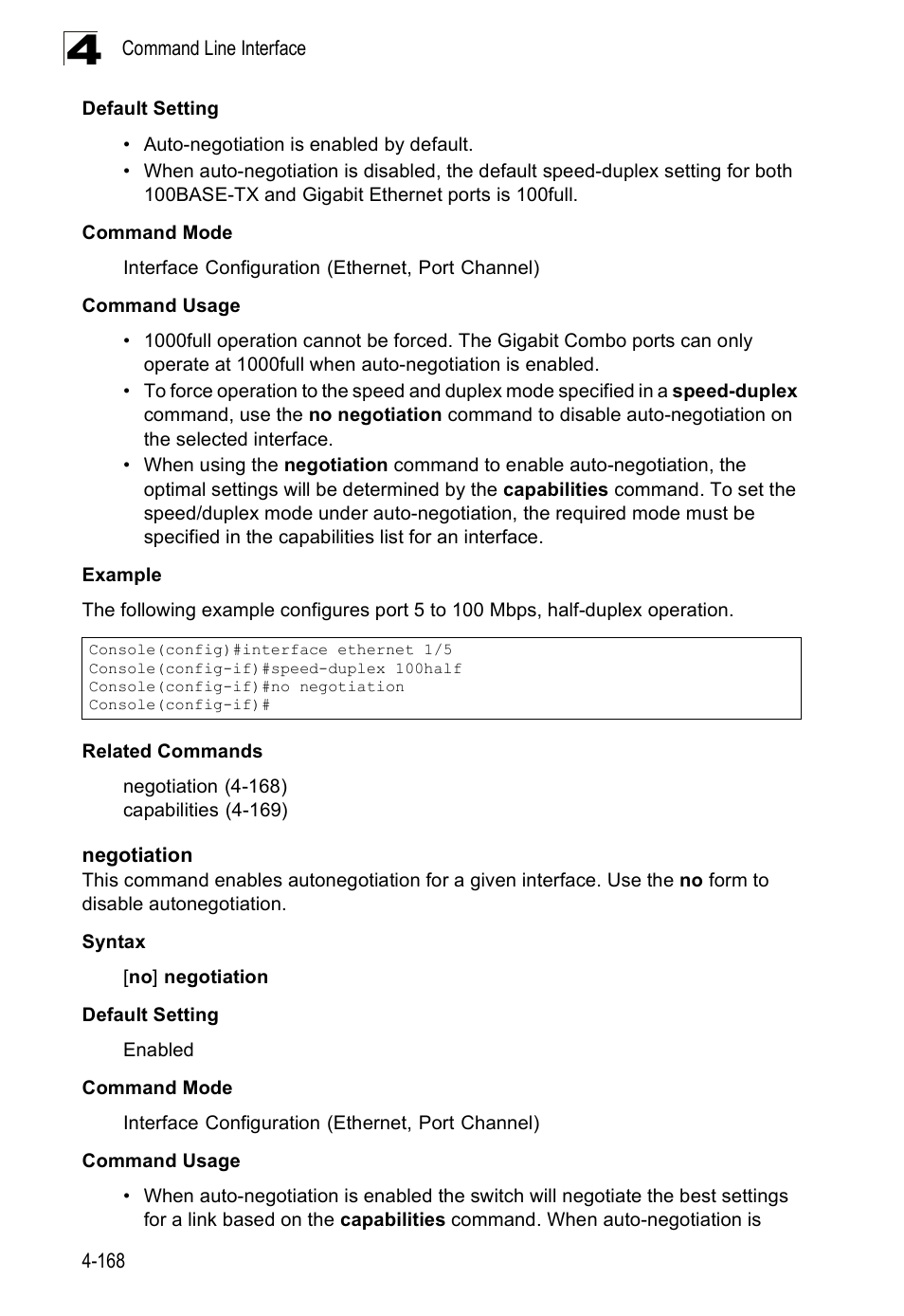 Negotiation, Negotiation 4-168 | SMC Networks SMC Tiger 10/100 SMC6128PL2 User Manual | Page 476 / 664