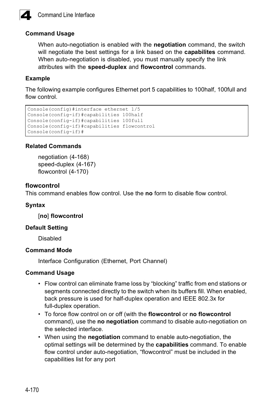 Flowcontrol, Flowcontrol 4-170 | SMC Networks SMC Tiger 10/100 SMC6128PL2 User Manual | Page 478 / 664