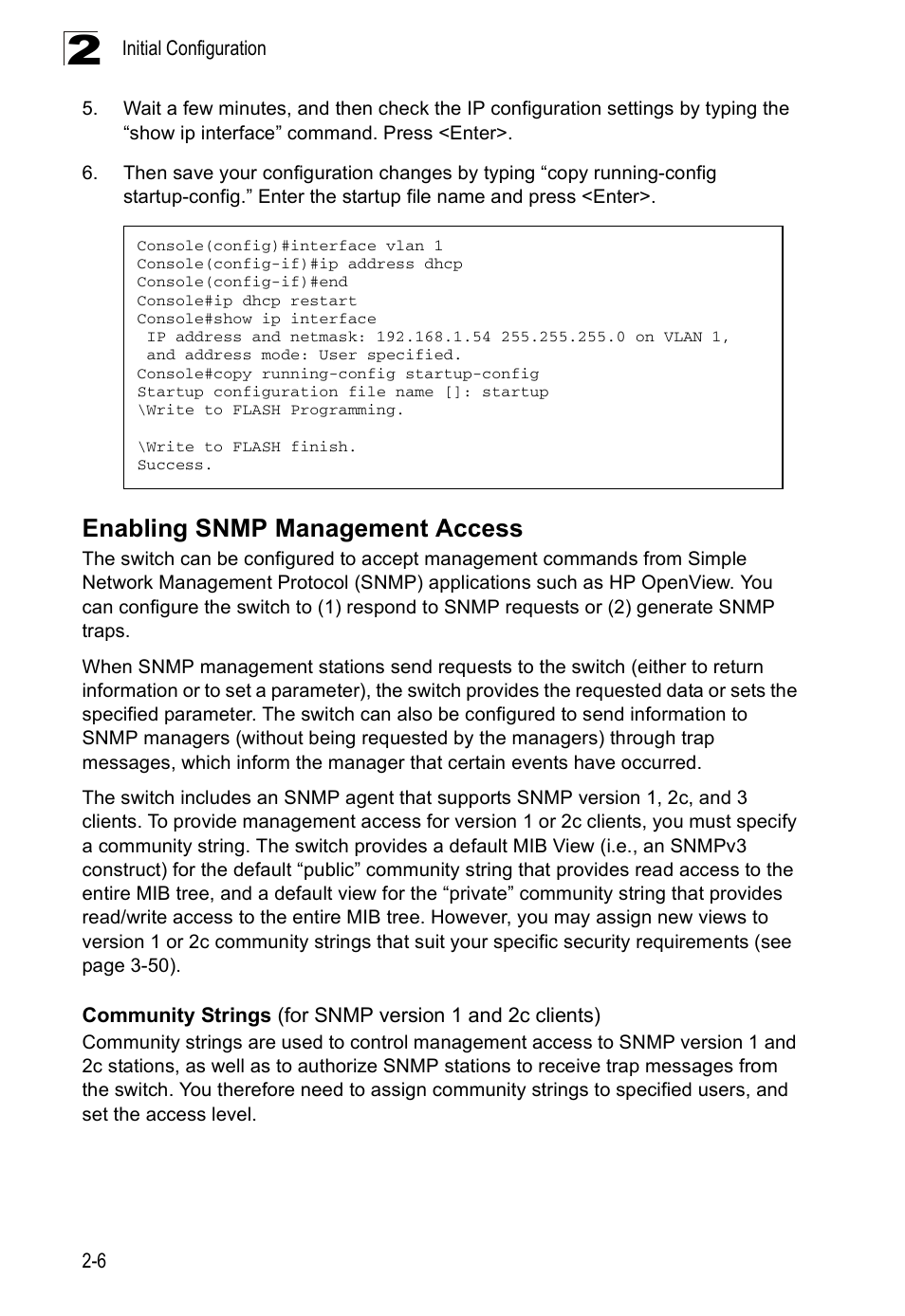 Enabling snmp management access | SMC Networks SMC Tiger 10/100 SMC6128PL2 User Manual | Page 48 / 664