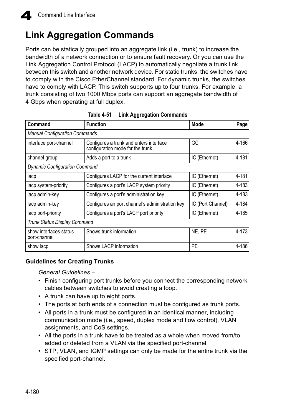 Link aggregation commands, Table 4-51 | SMC Networks SMC Tiger 10/100 SMC6128PL2 User Manual | Page 488 / 664