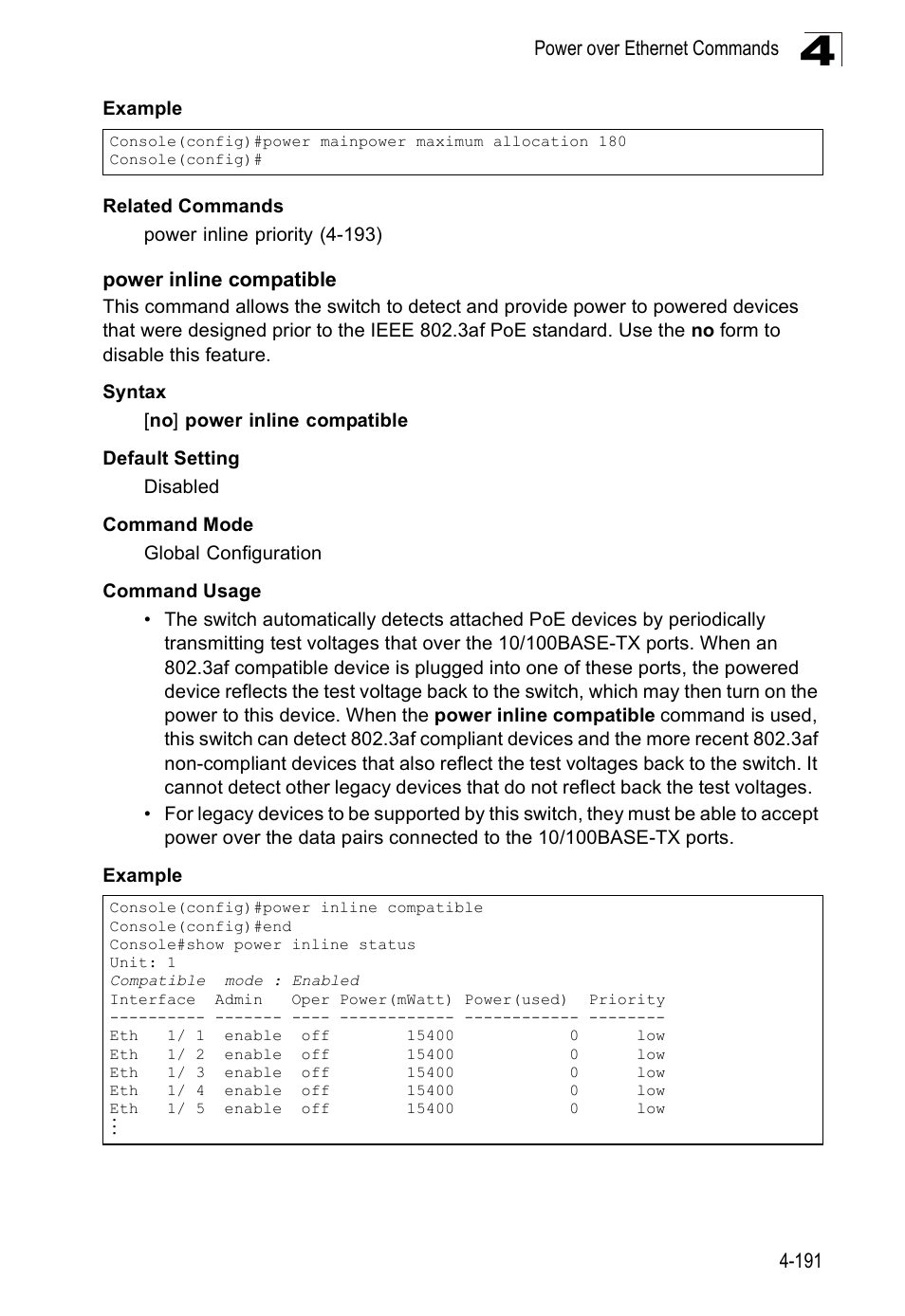 Power inline compatible | SMC Networks SMC Tiger 10/100 SMC6128PL2 User Manual | Page 499 / 664