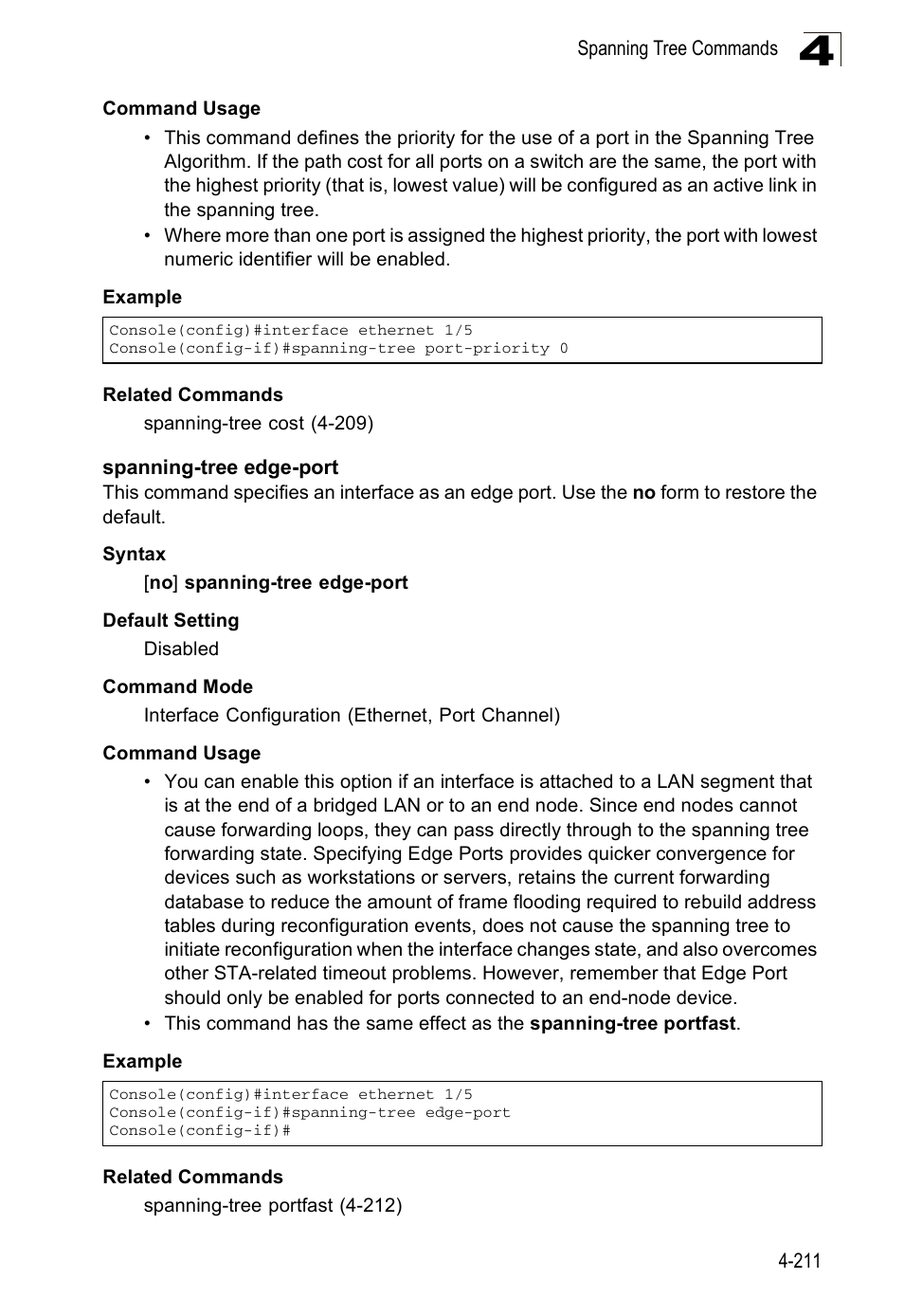 Spanning-tree edge-port | SMC Networks SMC Tiger 10/100 SMC6128PL2 User Manual | Page 519 / 664