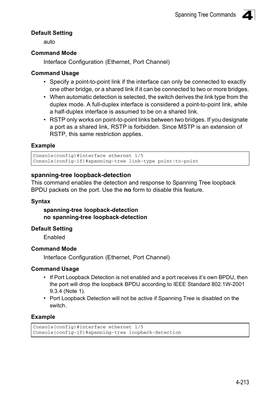 Spanning-tree loopback-detection | SMC Networks SMC Tiger 10/100 SMC6128PL2 User Manual | Page 521 / 664