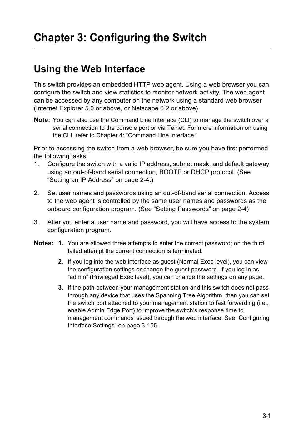 Chapter 3: configuring the switch, Using the web interface | SMC Networks SMC Tiger 10/100 SMC6128PL2 User Manual | Page 53 / 664