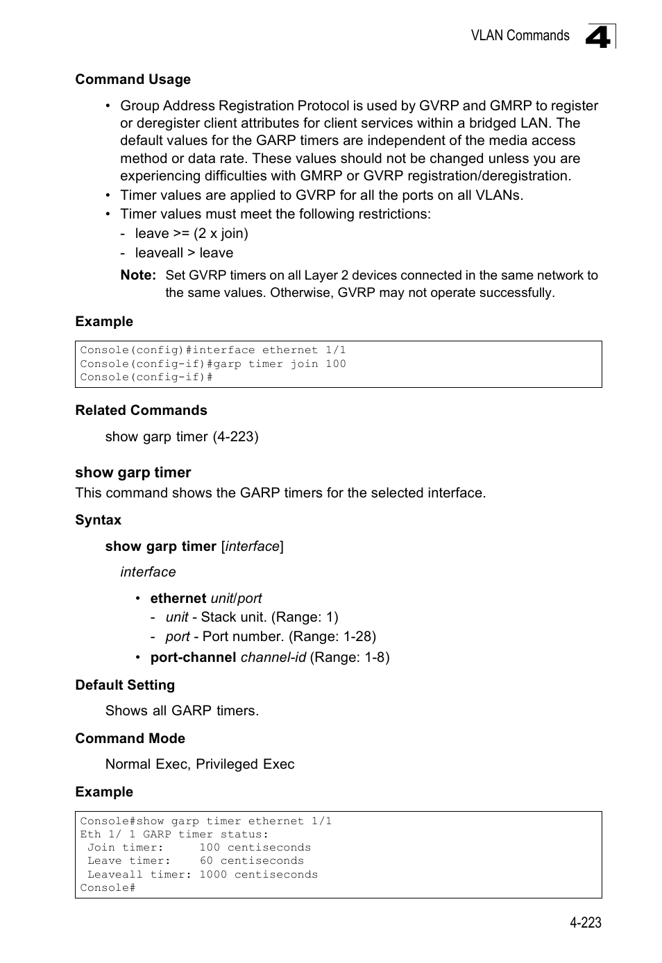 Show garp timer | SMC Networks SMC Tiger 10/100 SMC6128PL2 User Manual | Page 531 / 664