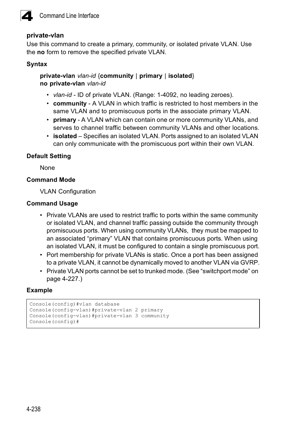 Private-vlan 4-238 | SMC Networks SMC Tiger 10/100 SMC6128PL2 User Manual | Page 546 / 664