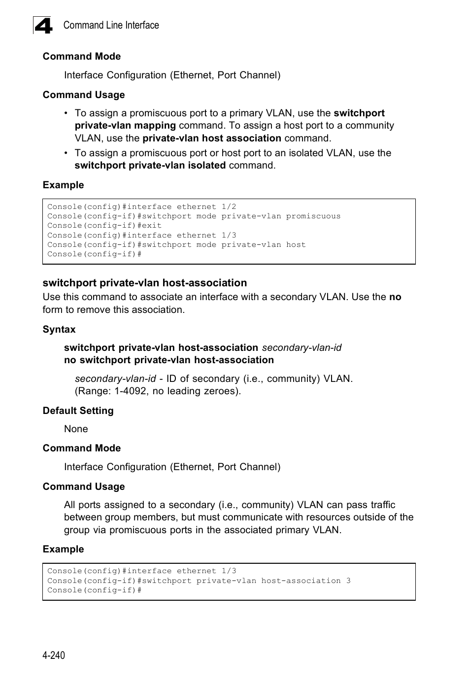 Switchport private-vlan host-association | SMC Networks SMC Tiger 10/100 SMC6128PL2 User Manual | Page 548 / 664