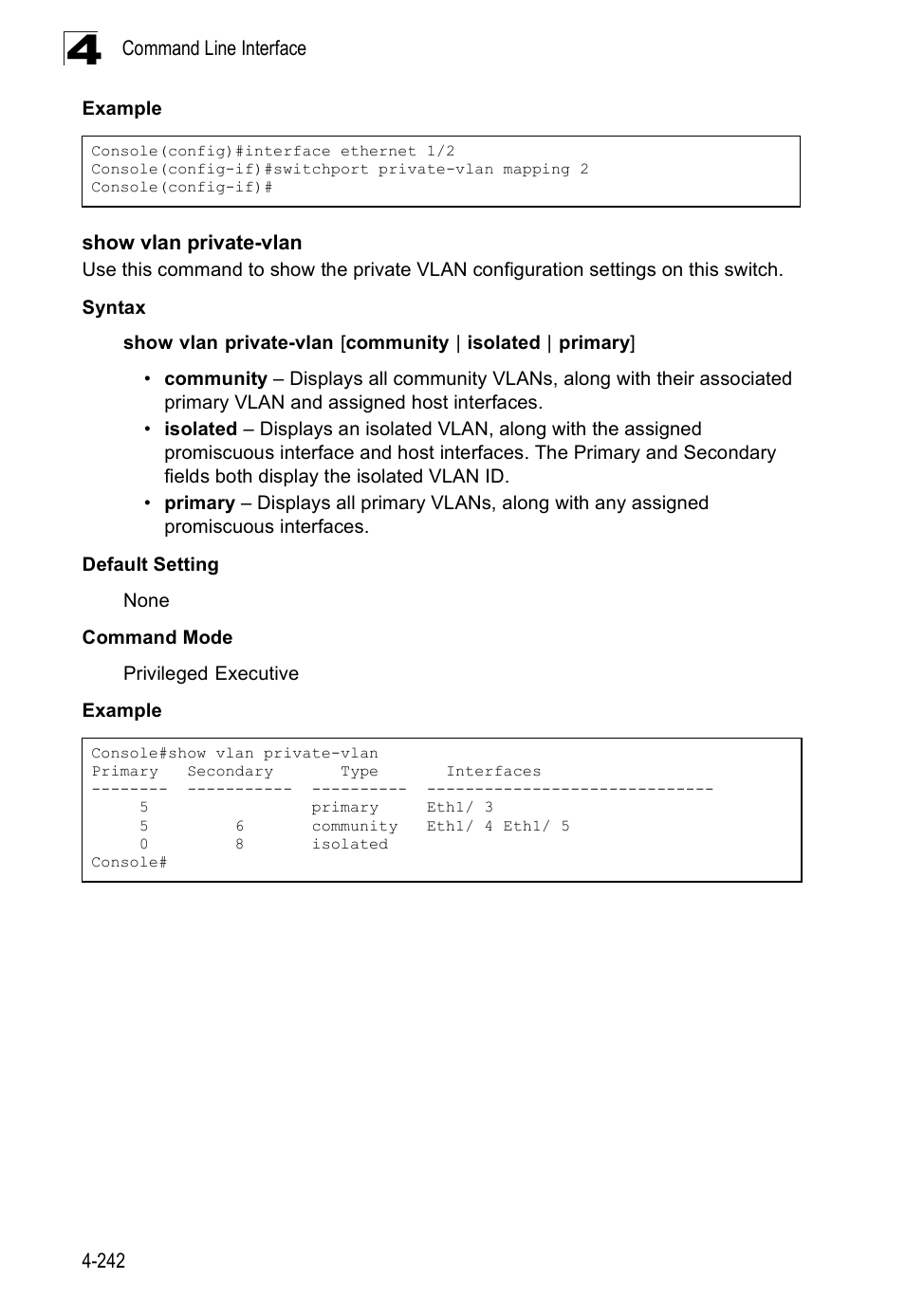 Show vlan private-vlan, E “show vlan | SMC Networks SMC Tiger 10/100 SMC6128PL2 User Manual | Page 550 / 664