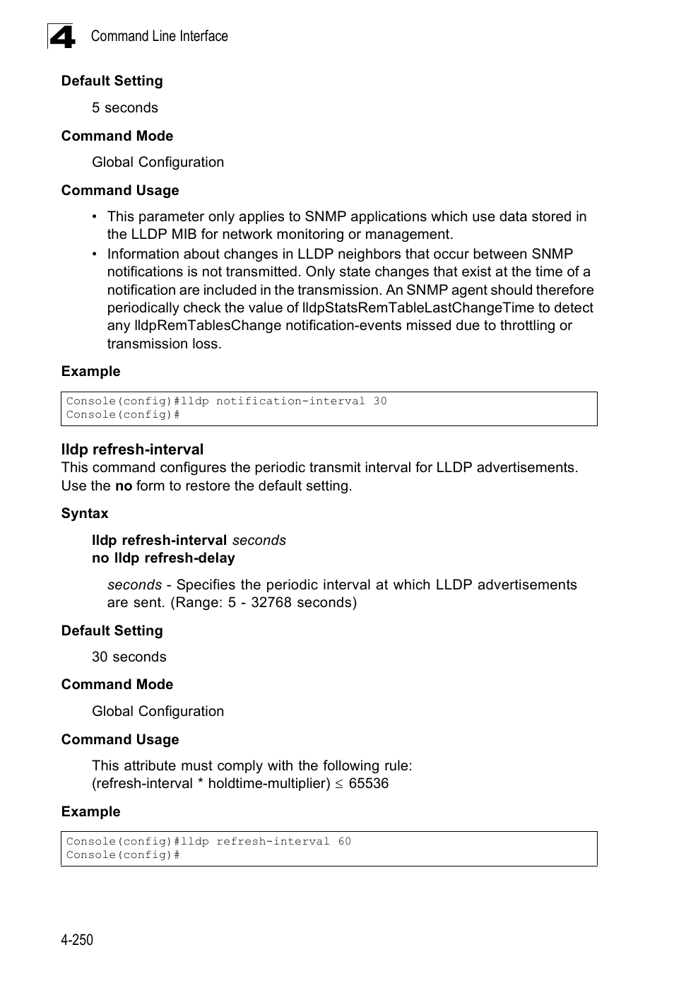 Lldp refresh-interval | SMC Networks SMC Tiger 10/100 SMC6128PL2 User Manual | Page 558 / 664