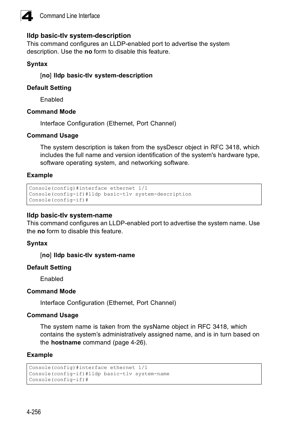 Lldp basic-tlv system-description, Lldp basic-tlv system-name | SMC Networks SMC Tiger 10/100 SMC6128PL2 User Manual | Page 564 / 664