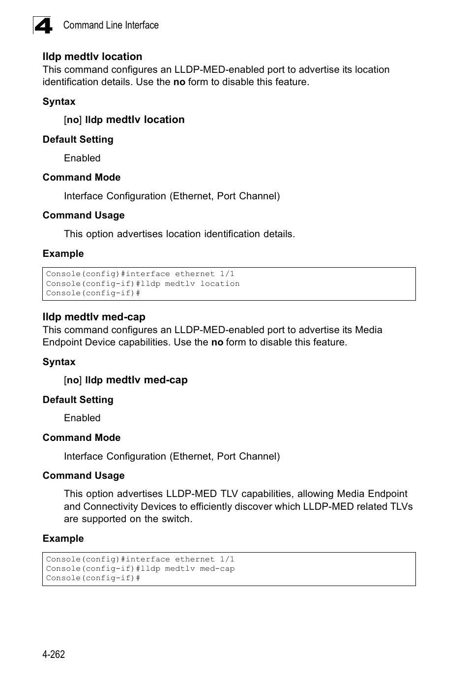 Lldp medtlv location, Lldp medtlv med-cap | SMC Networks SMC Tiger 10/100 SMC6128PL2 User Manual | Page 570 / 664