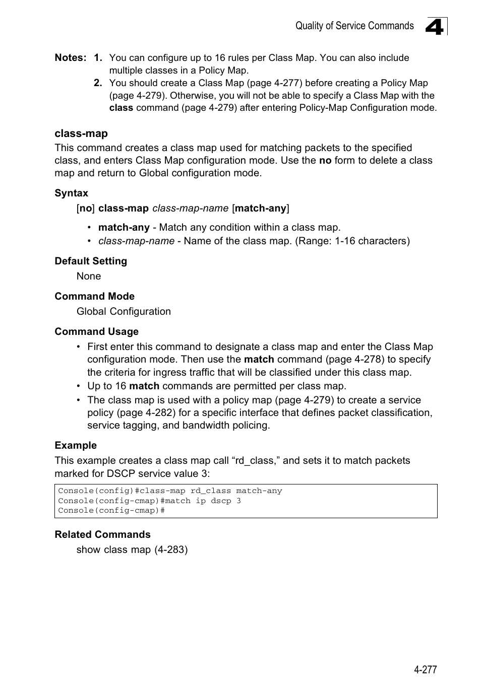 Class-map 4-277 | SMC Networks SMC Tiger 10/100 SMC6128PL2 User Manual | Page 585 / 664
