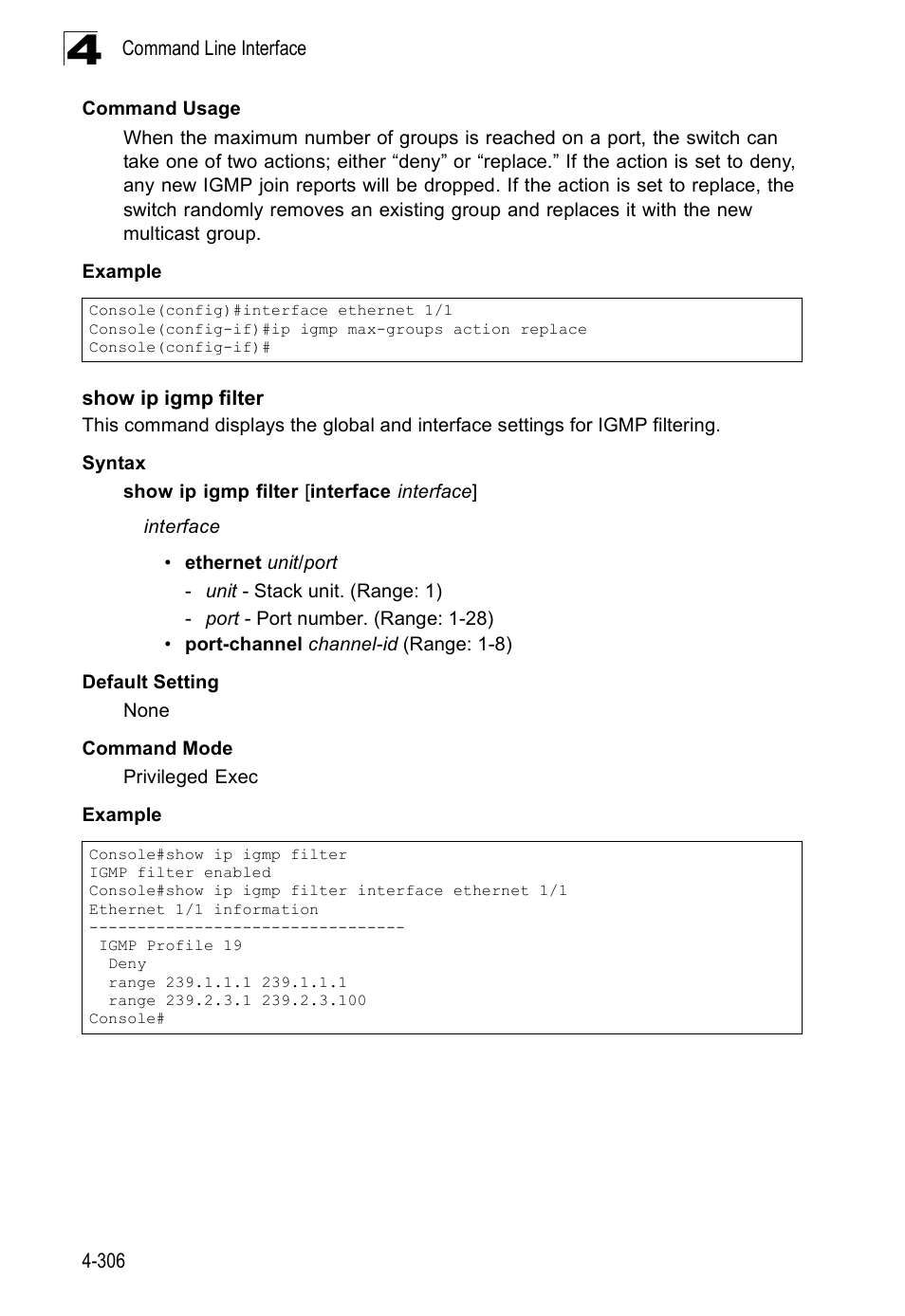 Show ip igmp filter | SMC Networks SMC Tiger 10/100 SMC6128PL2 User Manual | Page 614 / 664