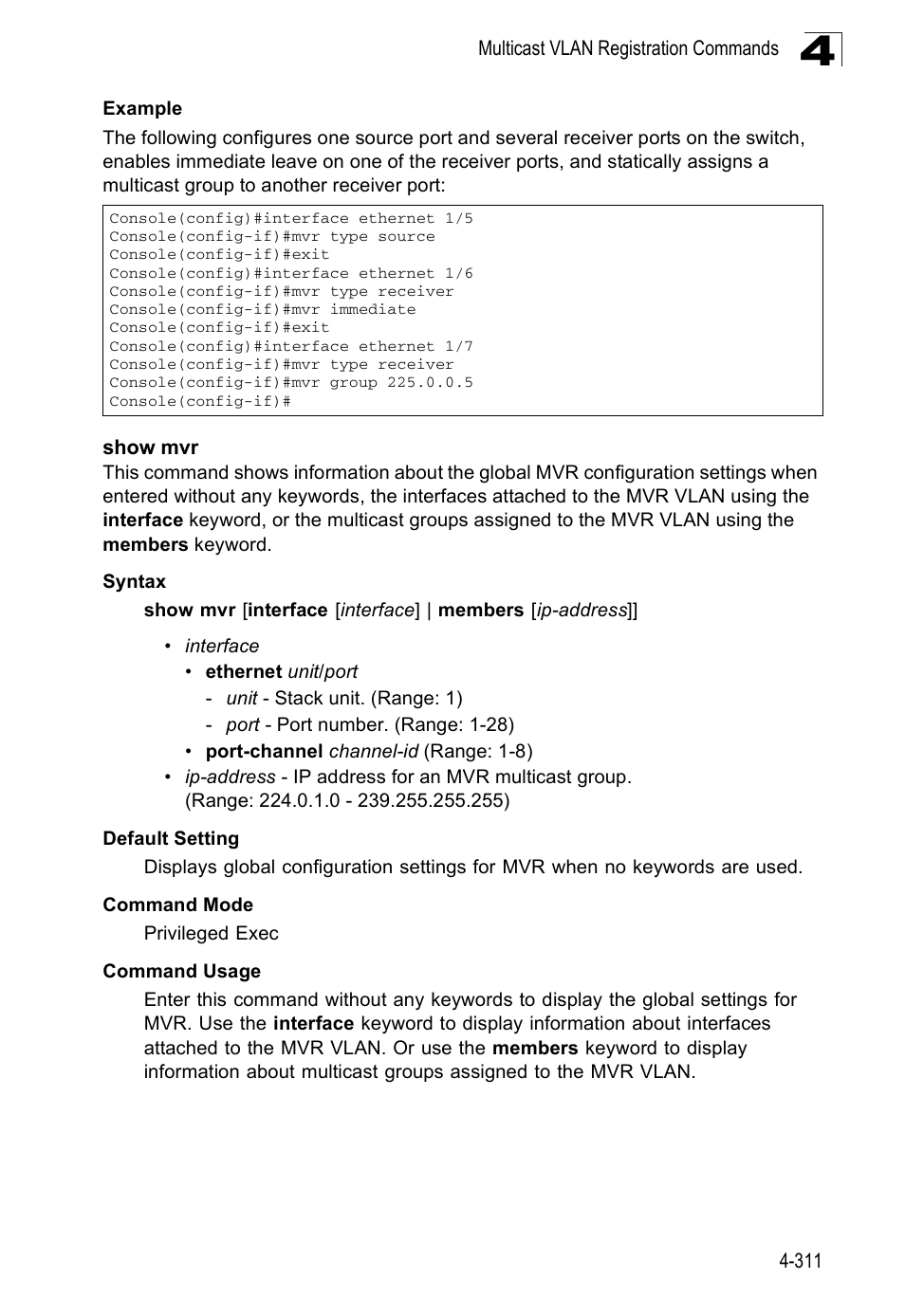 Show mvr | SMC Networks SMC Tiger 10/100 SMC6128PL2 User Manual | Page 619 / 664