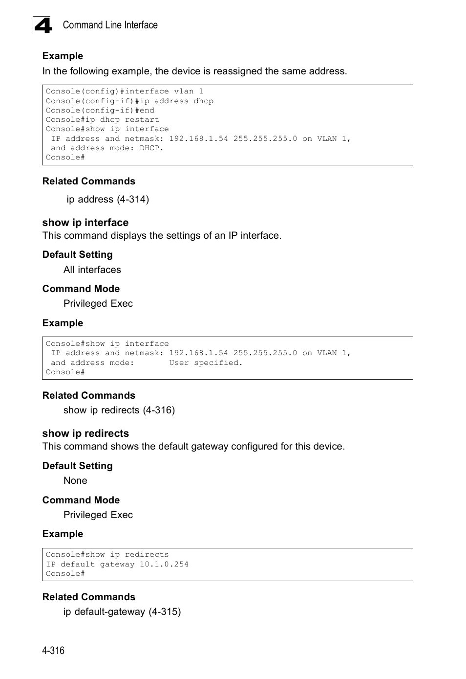 Show ip interface, Show ip redirects | SMC Networks SMC Tiger 10/100 SMC6128PL2 User Manual | Page 624 / 664