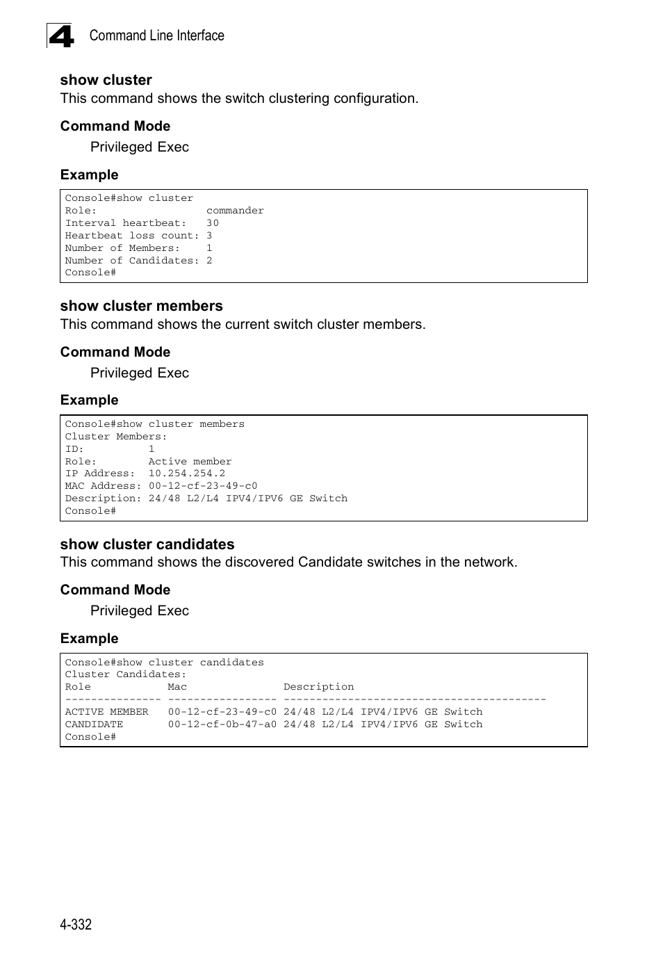 Show cluster, Show cluster members, Show cluster candidates | SMC Networks SMC Tiger 10/100 SMC6128PL2 User Manual | Page 640 / 664