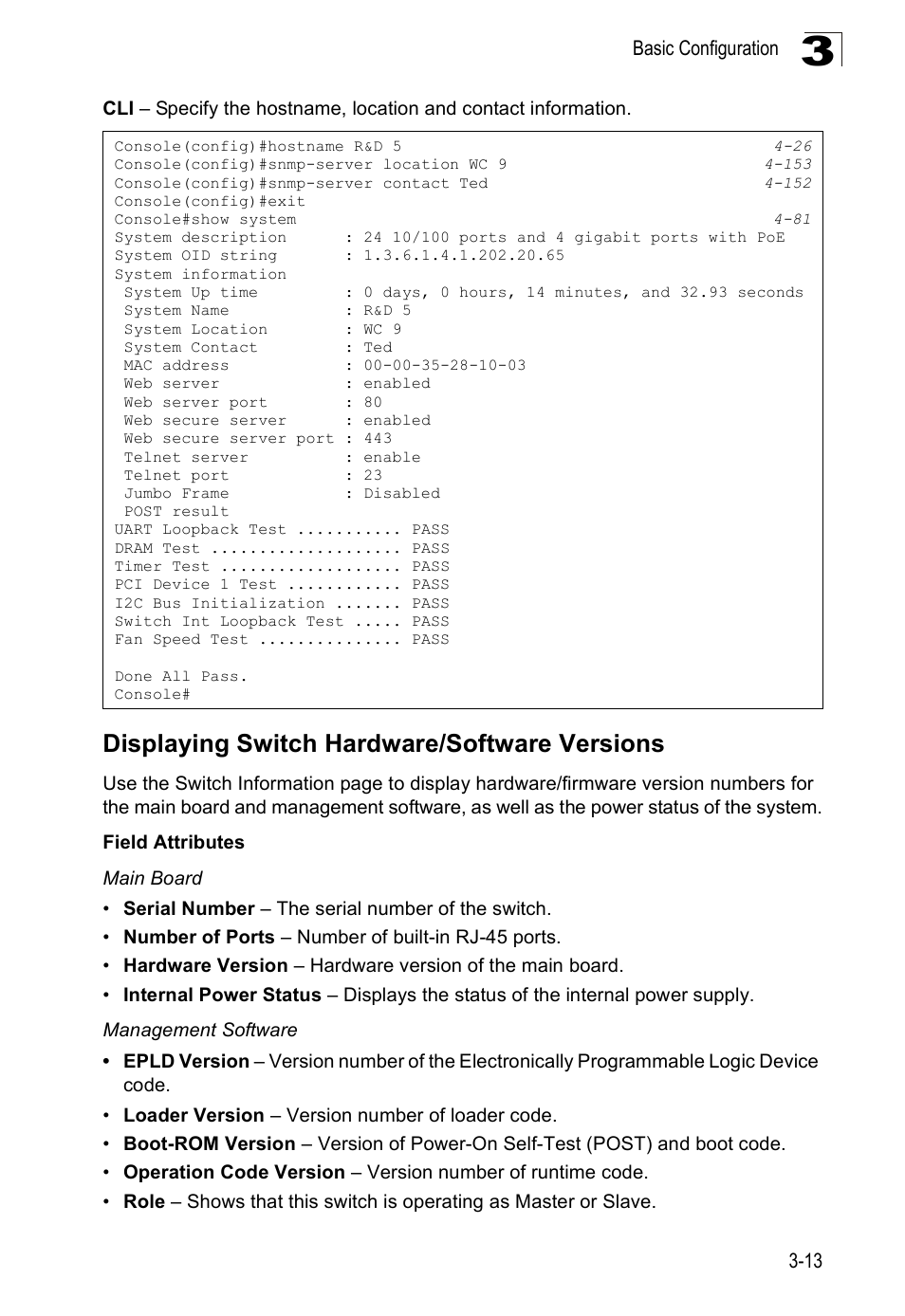 Displaying switch hardware/software versions | SMC Networks SMC Tiger 10/100 SMC6128PL2 User Manual | Page 65 / 664