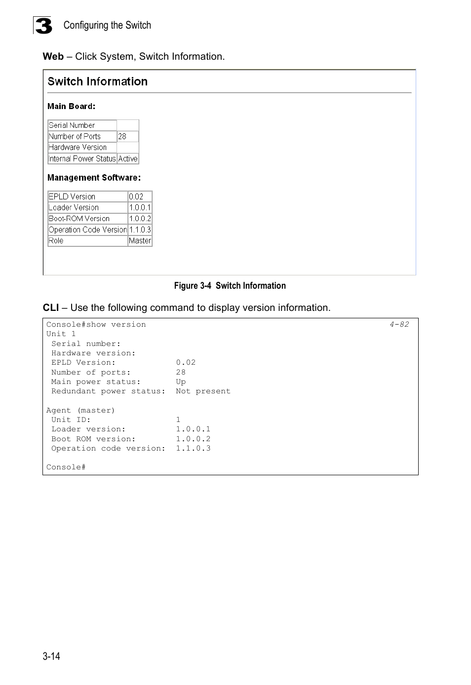 Figure 3-4, Switch information | SMC Networks SMC Tiger 10/100 SMC6128PL2 User Manual | Page 66 / 664
