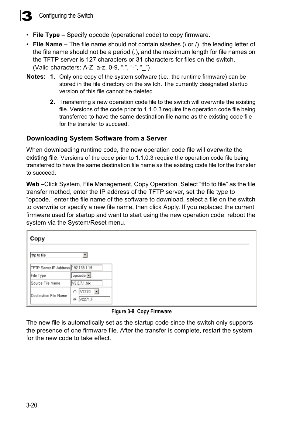 Downloading system software from a server, Figure 3-9, Copy firmware | SMC Networks SMC Tiger 10/100 SMC6128PL2 User Manual | Page 72 / 664