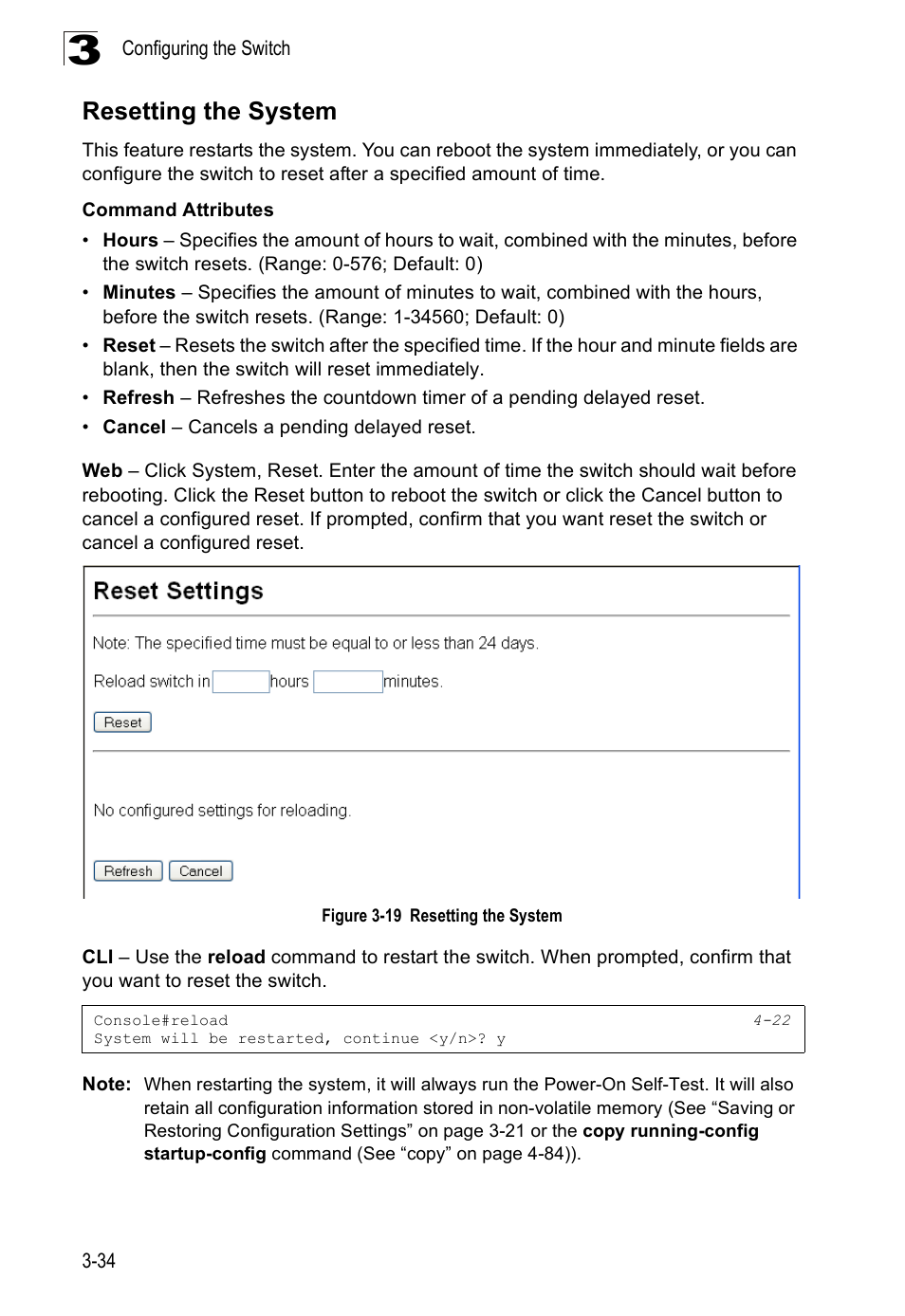 Resetting the system, Figure 3-19 resetting the system | SMC Networks SMC Tiger 10/100 SMC6128PL2 User Manual | Page 86 / 664