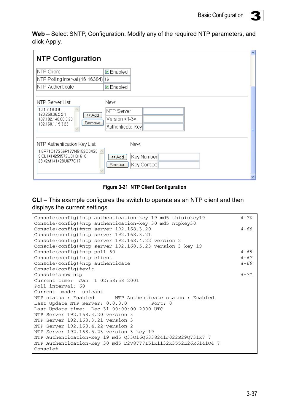 Figure 3-21 ntp client configuration | SMC Networks SMC Tiger 10/100 SMC6128PL2 User Manual | Page 89 / 664