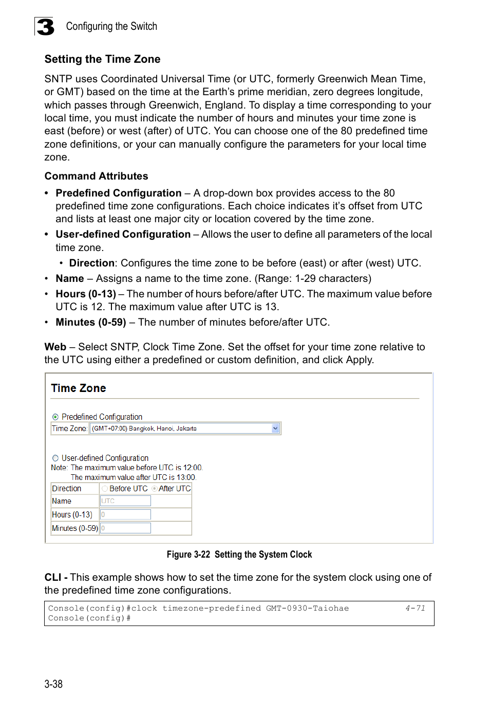 Setting the time zone, Figure 3-22 setting the system clock | SMC Networks SMC Tiger 10/100 SMC6128PL2 User Manual | Page 90 / 664
