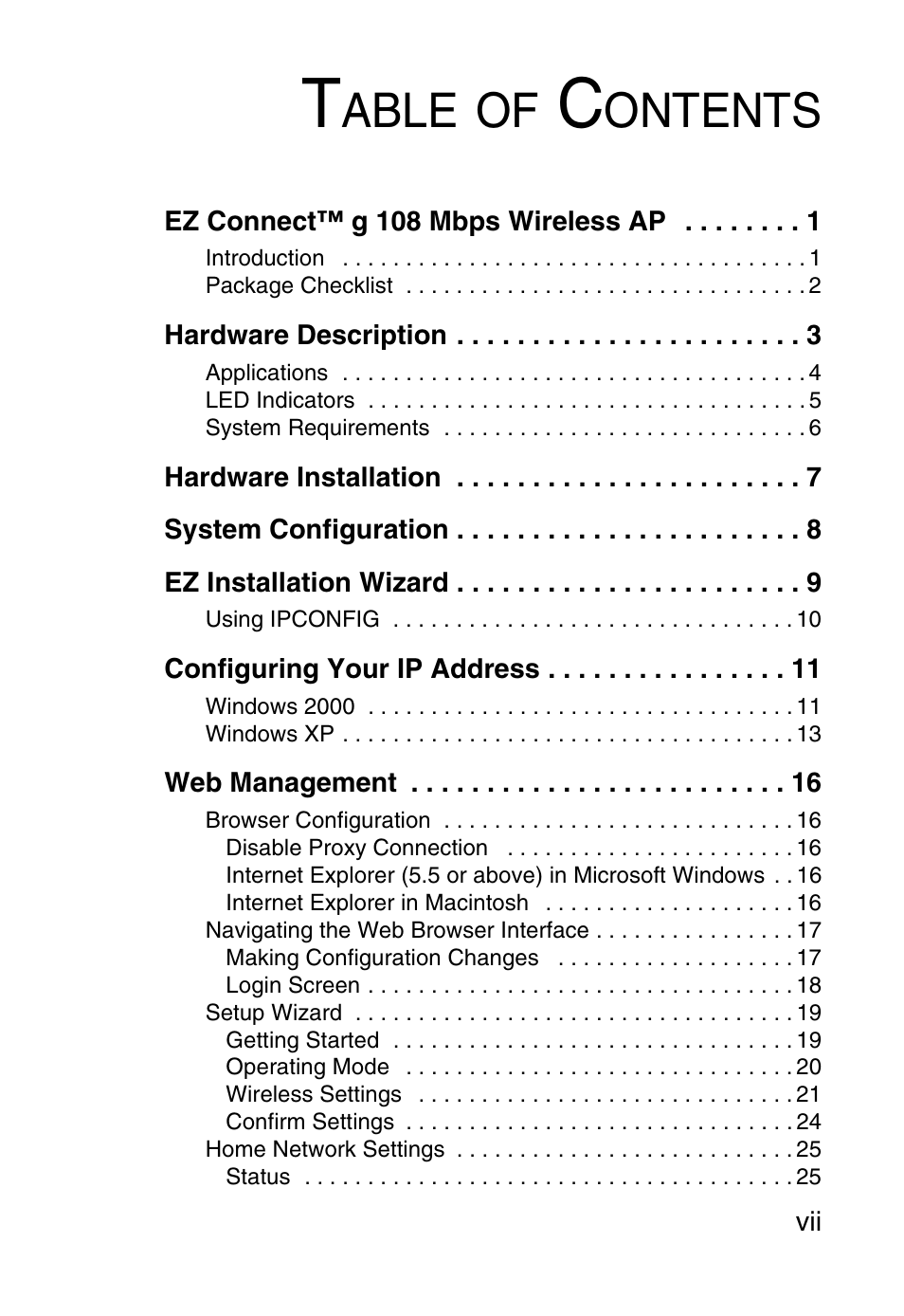 Able, Ontents | SMC Networks SMCWEBT-G User Manual | Page 11 / 66