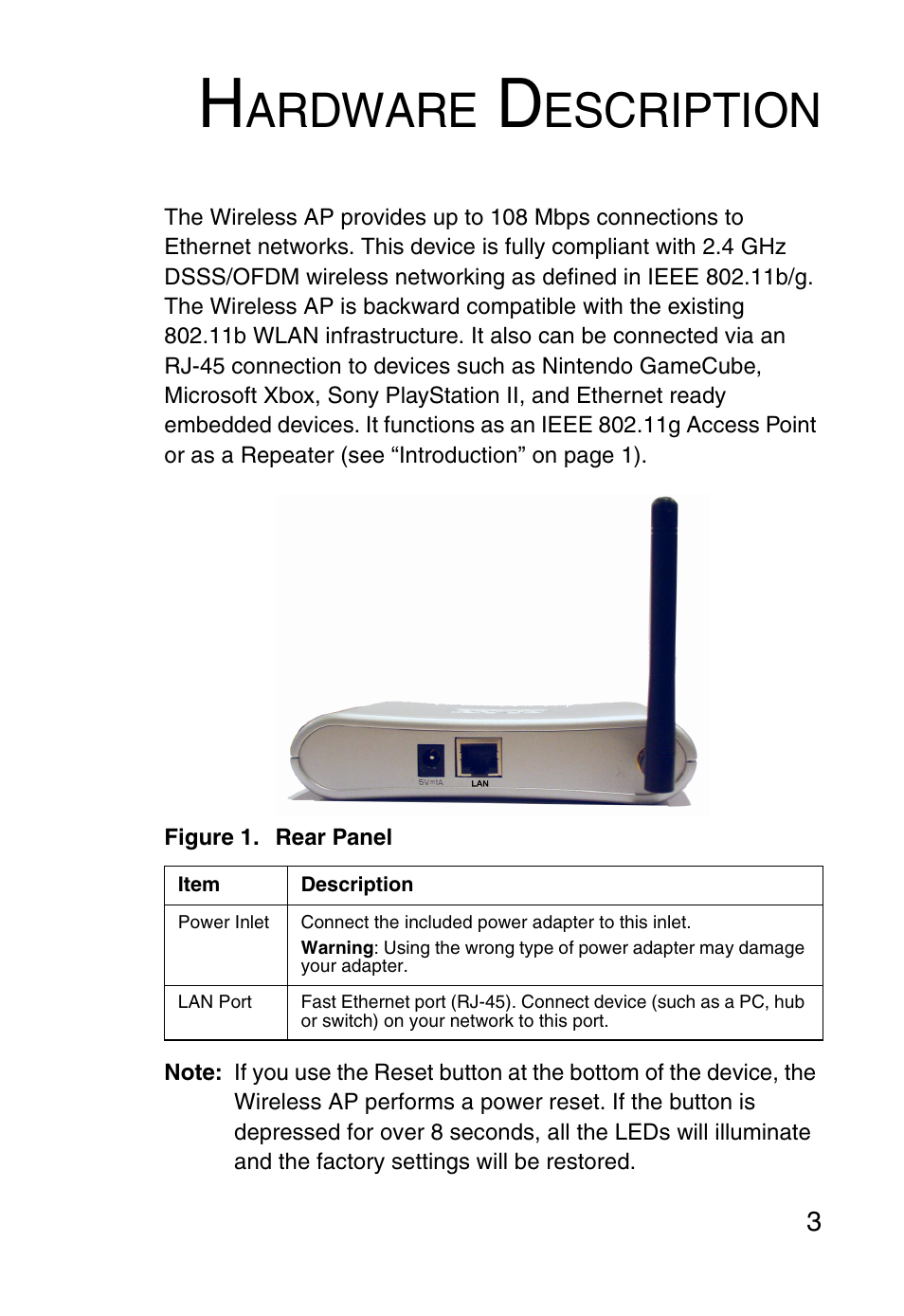 Hardware description, Ardware, Escription | SMC Networks SMCWEBT-G User Manual | Page 15 / 66