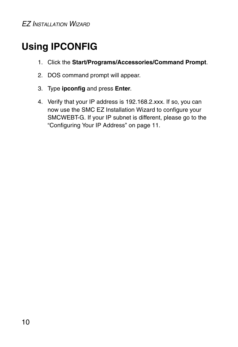 Using ipconfig | SMC Networks SMCWEBT-G User Manual | Page 22 / 66