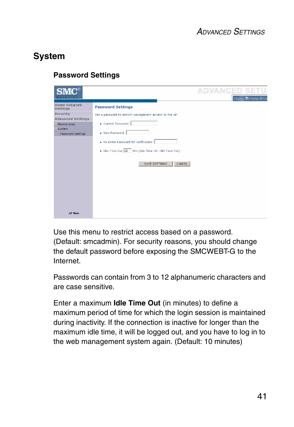 System, 41 system | SMC Networks SMCWEBT-G User Manual | Page 53 / 66