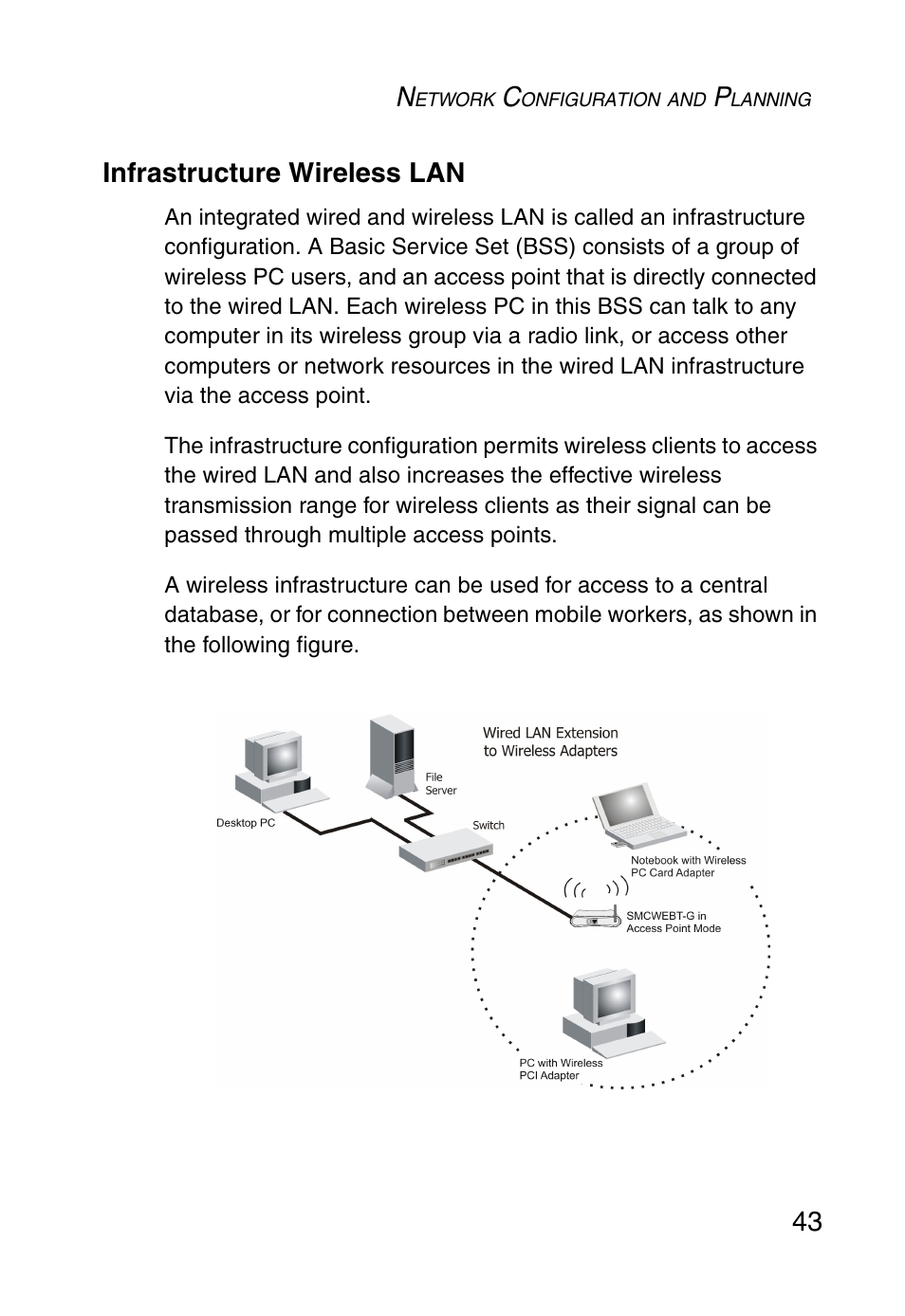 Infrastructure wireless lan, 43 infrastructure wireless lan | SMC Networks SMCWEBT-G User Manual | Page 55 / 66