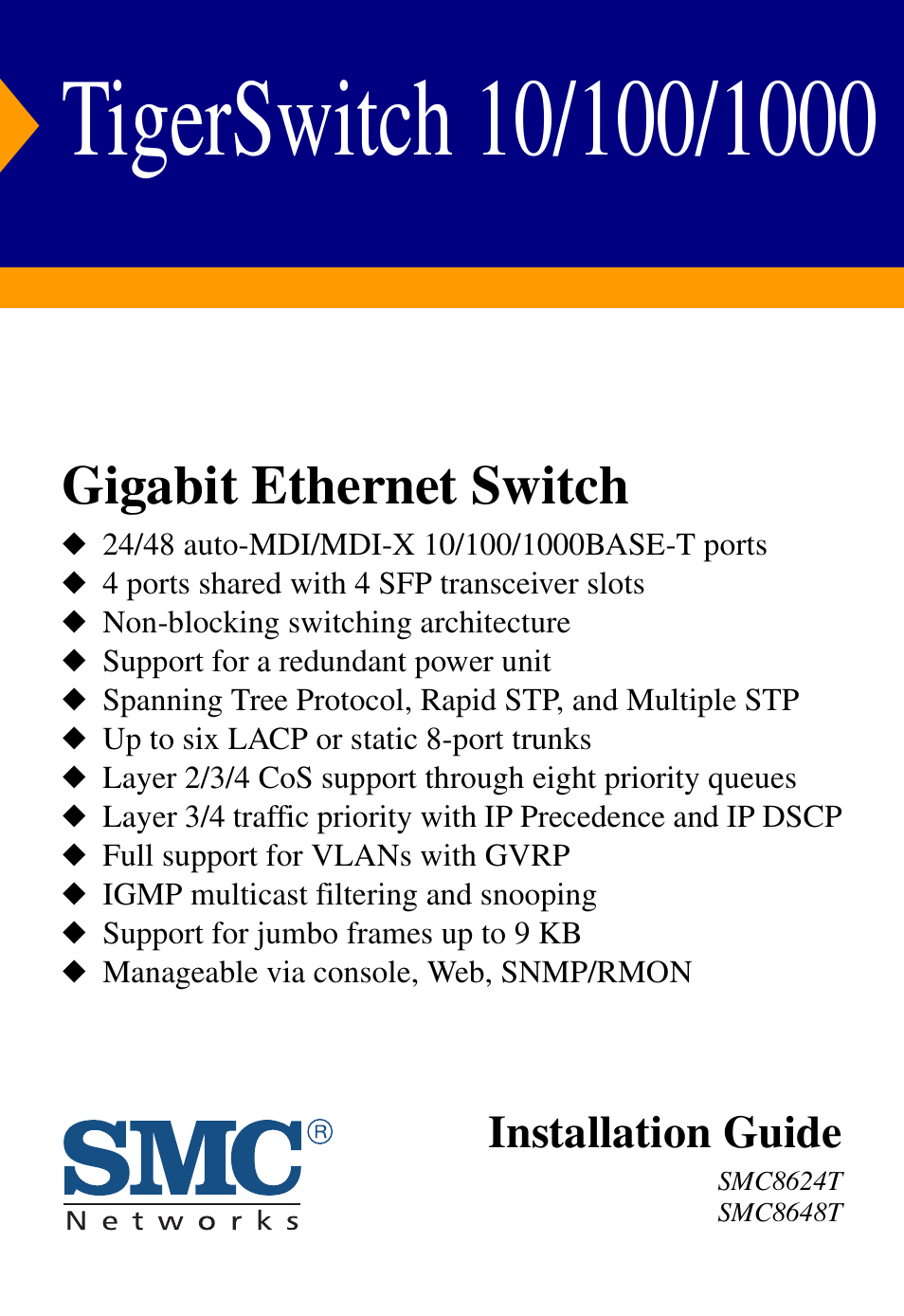 SMC Networks TIGERSWITCH SMC8648T User Manual | 80 pages