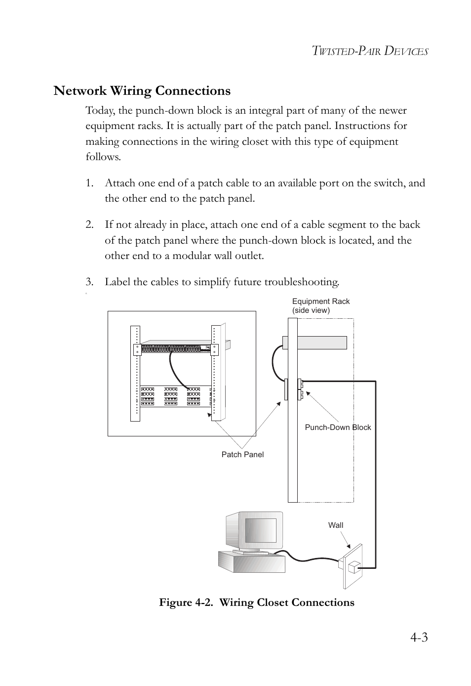 Network wiring connections, Network wiring connections -3, Figure 4-2 | Wiring closet connections -3, 3 network wiring connections | SMC Networks TIGERSWITCH SMC8648T User Manual | Page 49 / 80