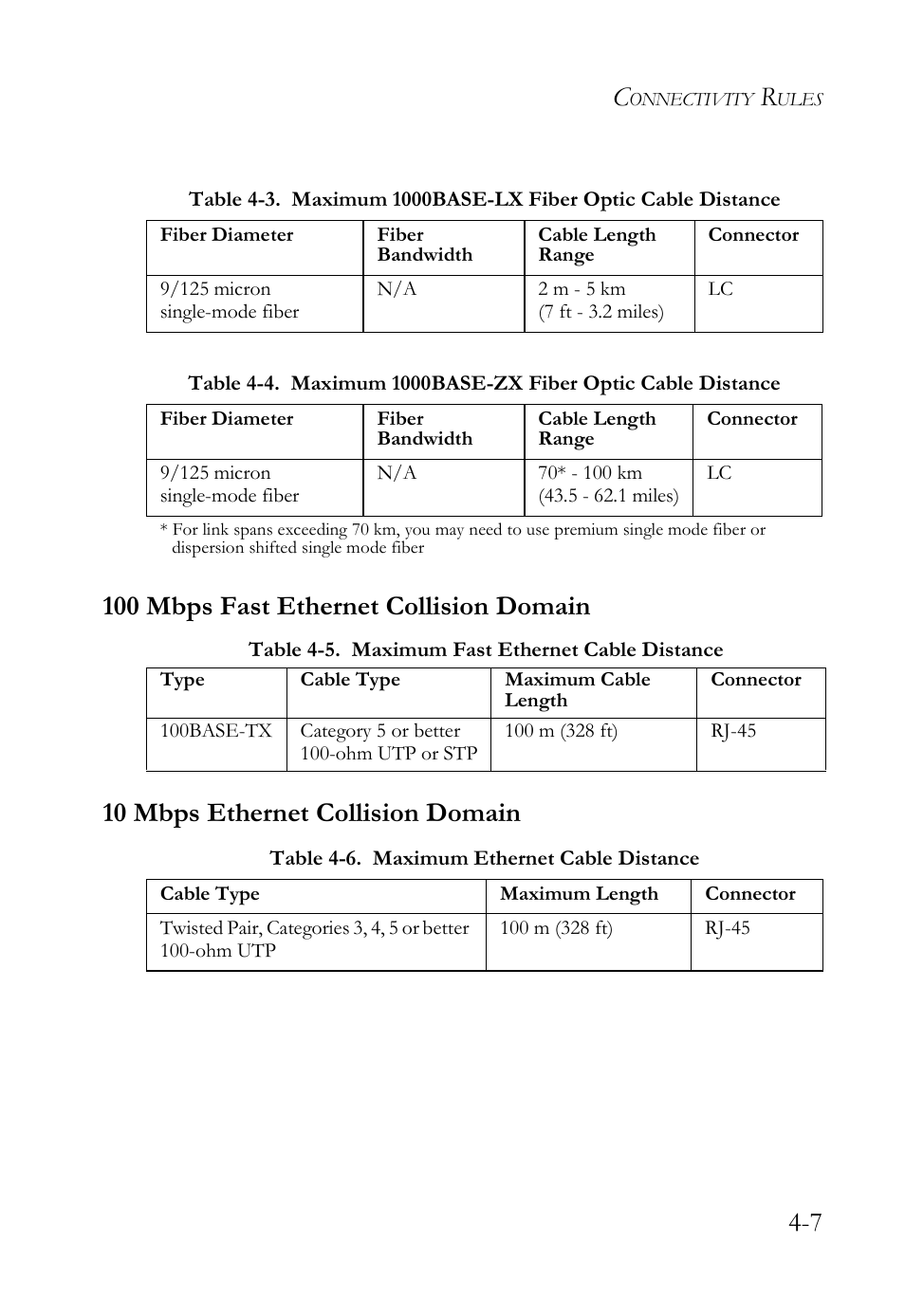 100 mbps fast ethernet collision domain, 10 mbps ethernet collision domain, 10 mbps ethernet collision domain -7 | SMC Networks TIGERSWITCH SMC8648T User Manual | Page 53 / 80