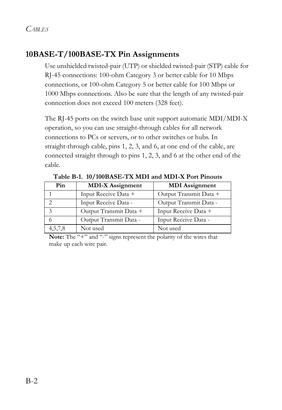 10base-t/100base-tx pin assignments | SMC Networks TIGERSWITCH SMC8648T User Manual | Page 58 / 80