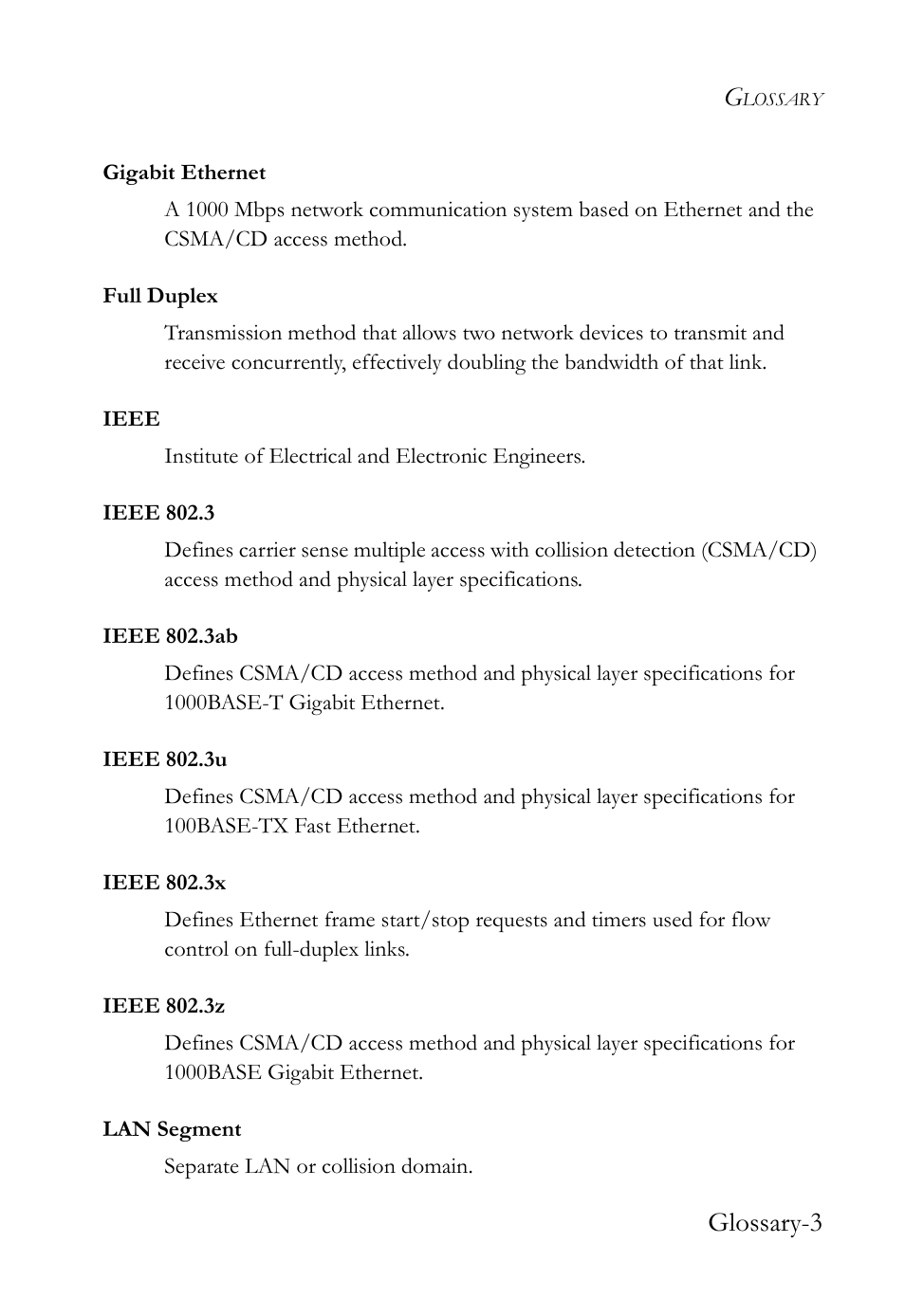 Glossary-3 | SMC Networks TIGERSWITCH SMC8648T User Manual | Page 71 / 80