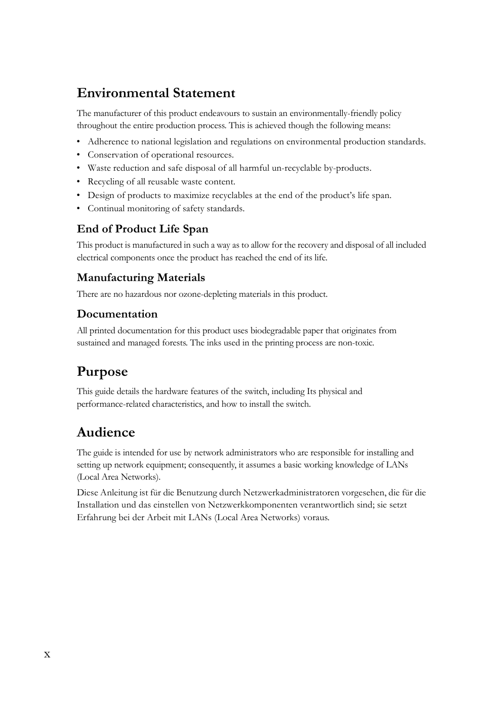 Xenvironmental statement, Purpose, Audience | SMC Networks SMCRPU14 User Manual | Page 14 / 38