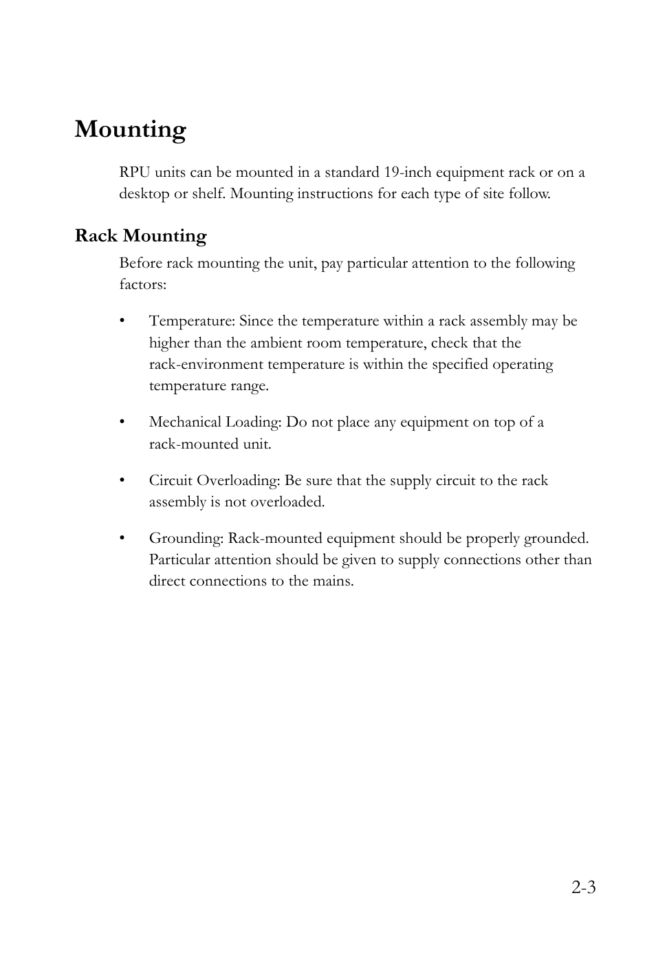 Mounting, Rack mounting, Mounting -3 | Rack mounting -3 | SMC Networks SMCRPU14 User Manual | Page 23 / 38