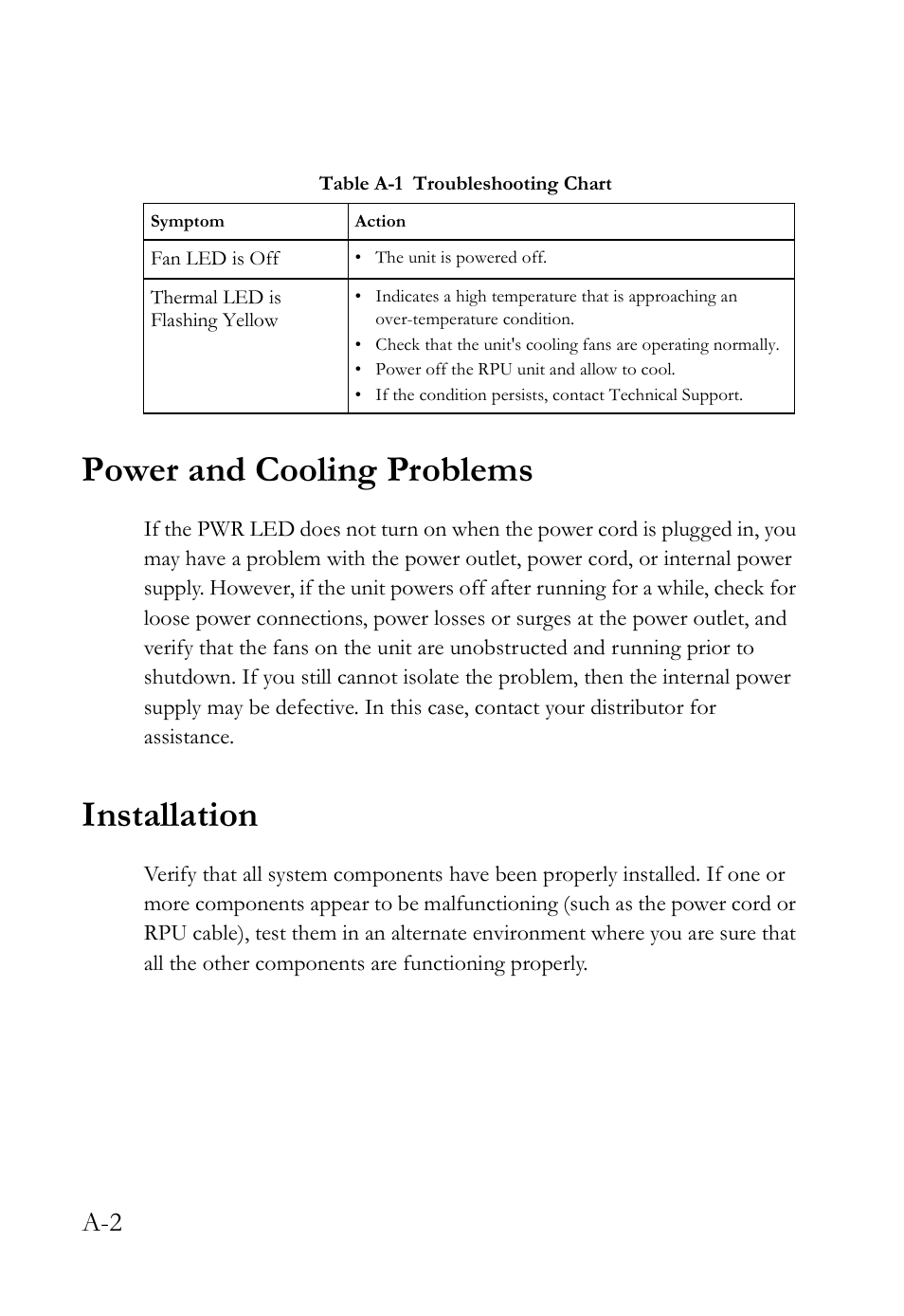 Power and cooling problems, Installation | SMC Networks SMCRPU14 User Manual | Page 30 / 38