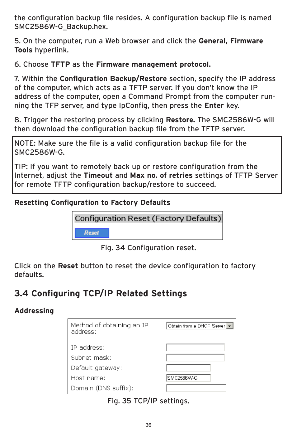 4 configuring tcp/ip related settings | SMC Networks SMC EliteConnect SMC2586W-G User Manual | Page 37 / 96