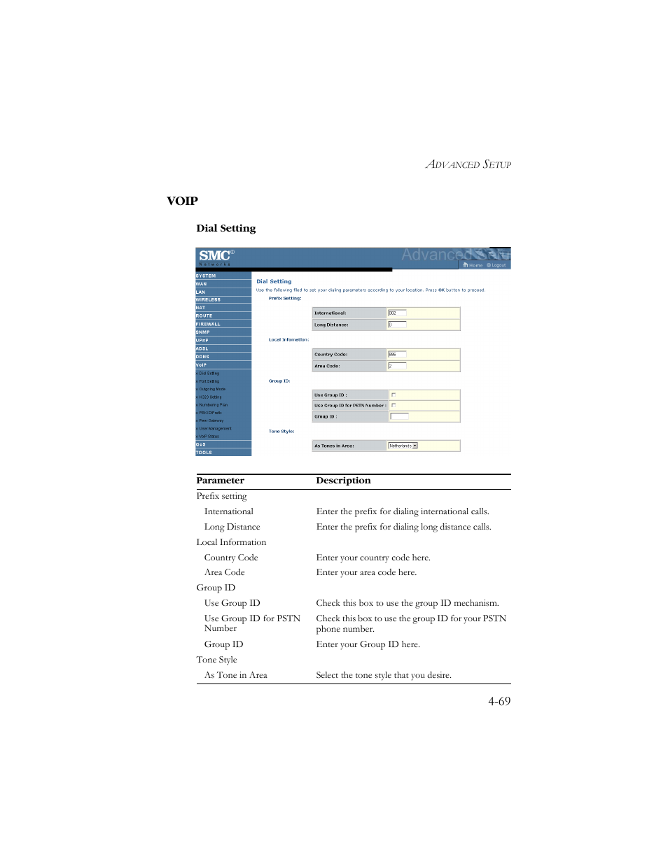 Voip, Voip -69, 69 voip | SMC Networks SMC7908VoWBRA User Manual | Page 103 / 137