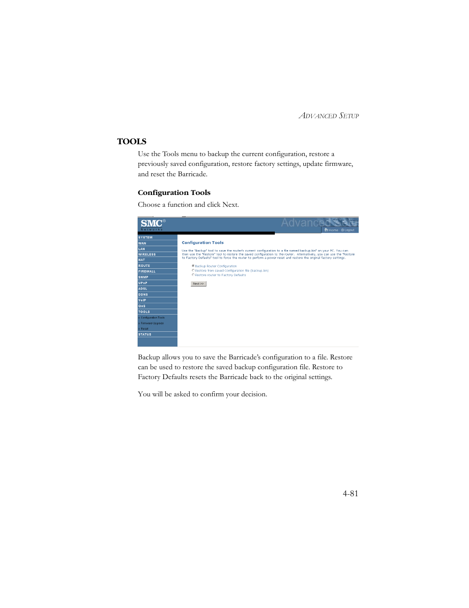 Tools, Tools -81 | SMC Networks SMC7908VoWBRA User Manual | Page 115 / 137